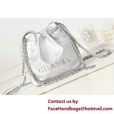 Chanel Shiny Calfskin & Silver-Tone Metal CHANEL 22 Mini Handbag AS3980 Silver Chanel Shiny Calfskin & Silver-Tone Metal CHANEL 22 Mini Handbag AS3980 Silver
